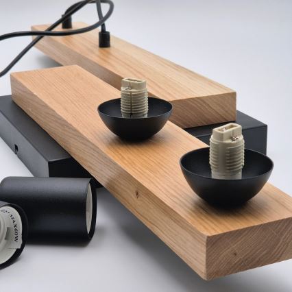 Пендел CORTINA 2xE27/15W/230V + 2xG9/5W/230V черен/дъб