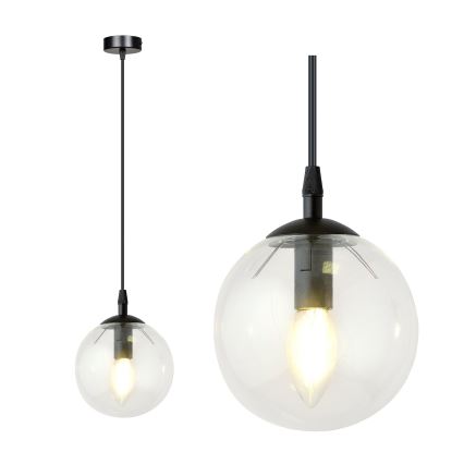 Пендел COSMO 1xE14/10W/230V Ø 14 см черен/прозрачен