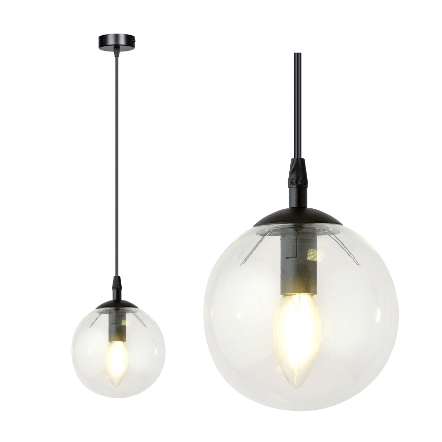 Пендел COSMO 1xE14/10W/230V Ø 14 см черен/прозрачен
