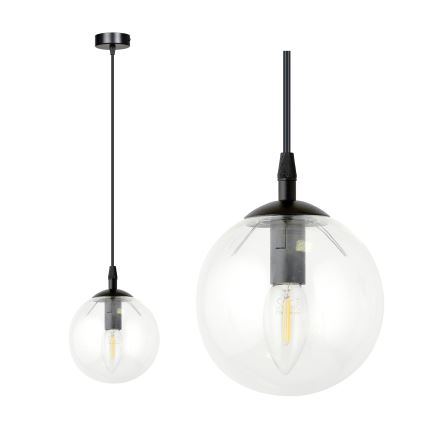 Пендел COSMO 1xE14/10W/230V Ø 14 см черен/прозрачен