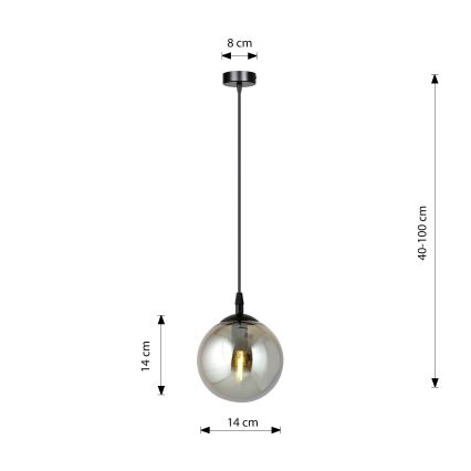Пендел COSMO 1xE14/10W/230V Ø 14 см черен/сив