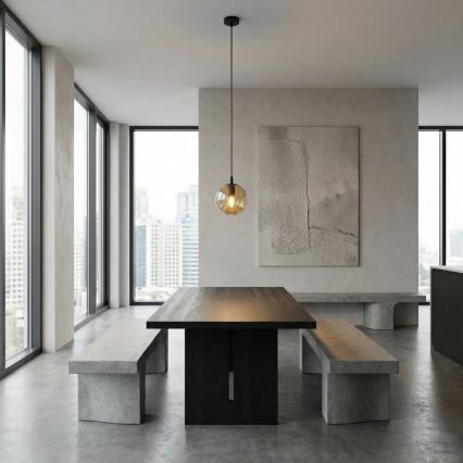 Пендел COSMO 1xE14/10W/230V Ø 14 см черен/бежов