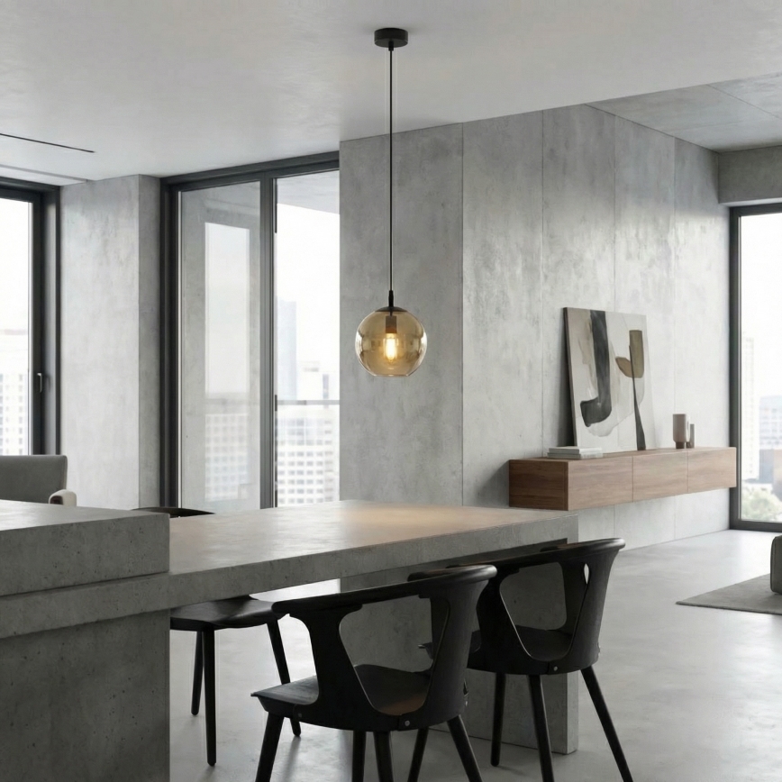 Пендел COSMO 1xE14/10W/230V Ø 14 см черен/бежов