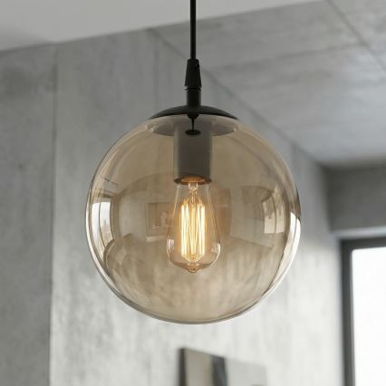 Пендел COSMO 1xE14/10W/230V Ø 14 см черен/бежов