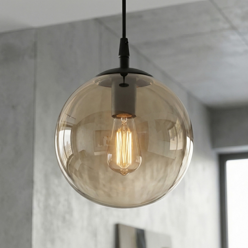 Пендел COSMO 1xE14/10W/230V Ø 14 см черен/бежов