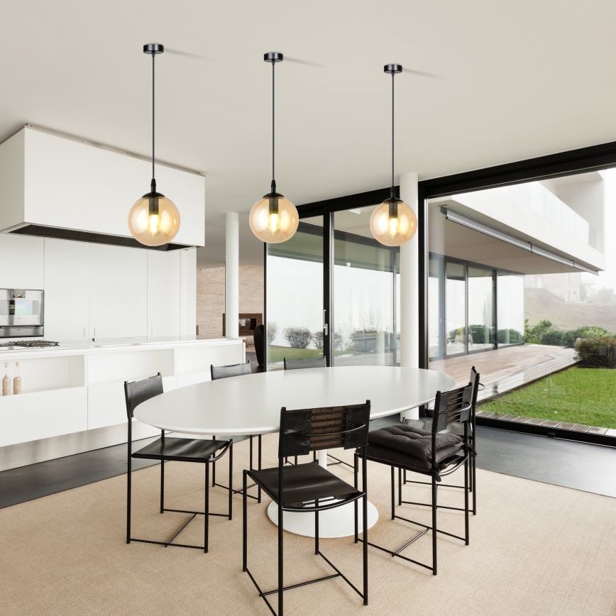 Пендел COSMO 1xE14/10W/230V Ø 14 см черен/бежов