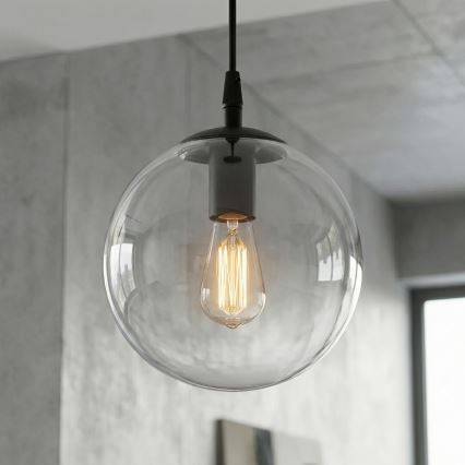 Пендел COSMO 1xE14/10W/230V Ø 14 см черен/прозрачен