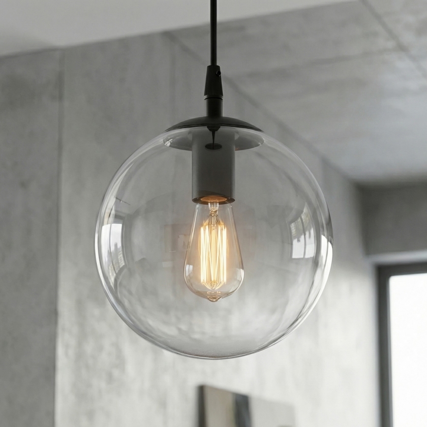 Пендел COSMO 1xE14/10W/230V Ø 14 см черен/прозрачен