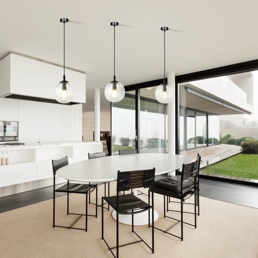 Пендел COSMO 1xE14/10W/230V Ø 14 см черен/прозрачен