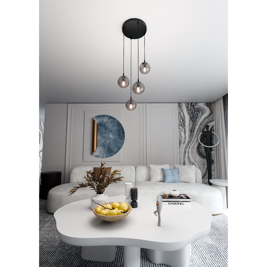 Пендел COSMO 4xE14/10W/230V Ø 40 см черен/сив