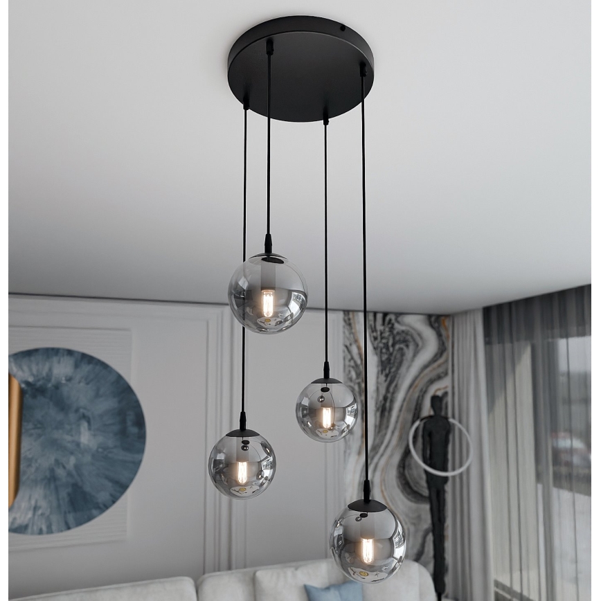Пендел COSMO 4xE14/10W/230V Ø 40 см черен/сив