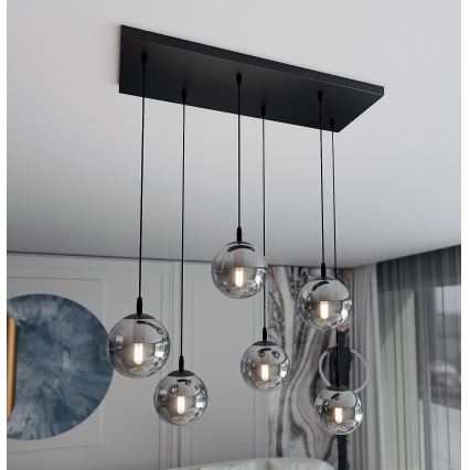 Пендел COSMO 6xE14/10W/230V черен/сив
