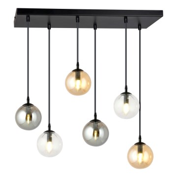 Пендел COSMO 6xE14/10W/230V черен/сив/бежов/прозрачен