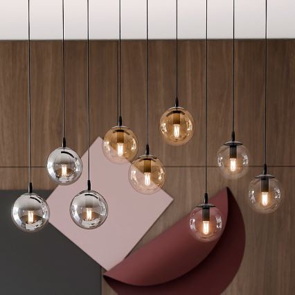 Пендел COSMO 9xE14/10W/230V черен/сив/бежов/прозрачен