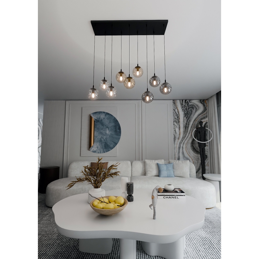 Пендел COSMO 9xE14/10W/230V черен/сив/бежов/прозрачен