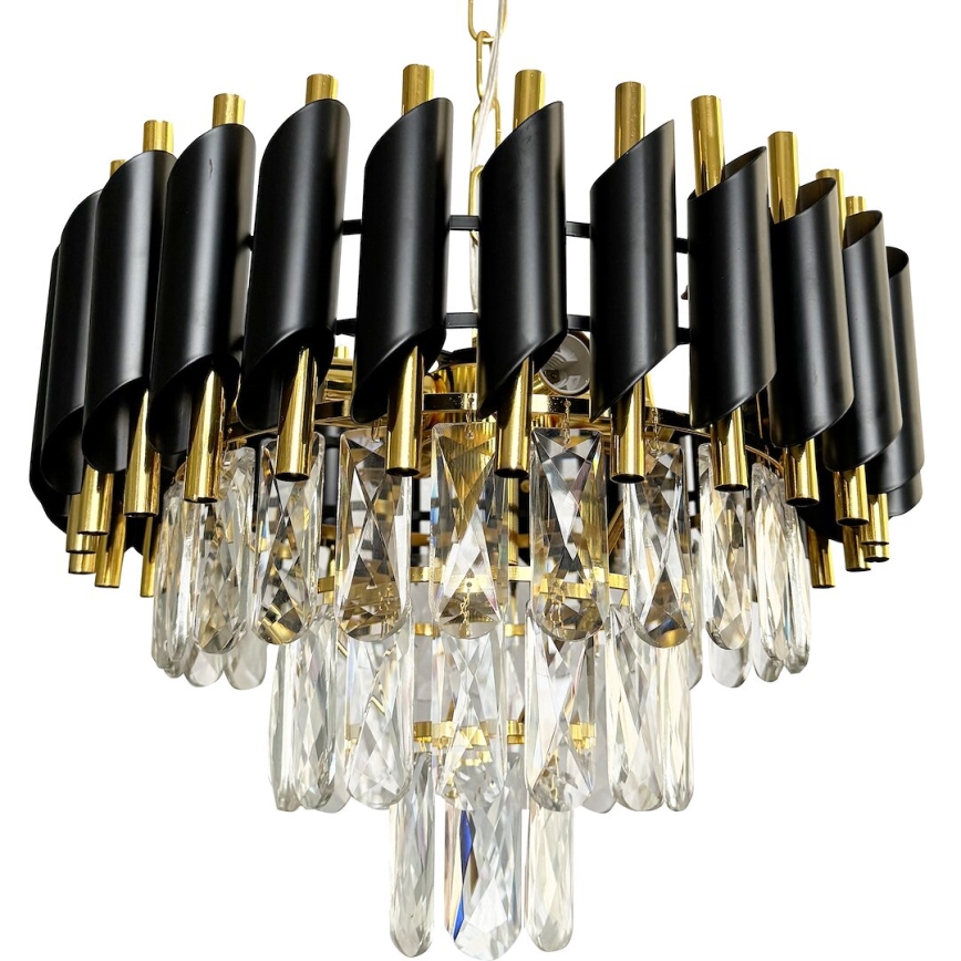 Пендел CRISTAL 5xE14/40W/230V златист/черен
