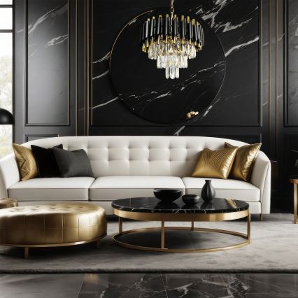 Пендел CRISTAL 5xE14/40W/230V златист/черен