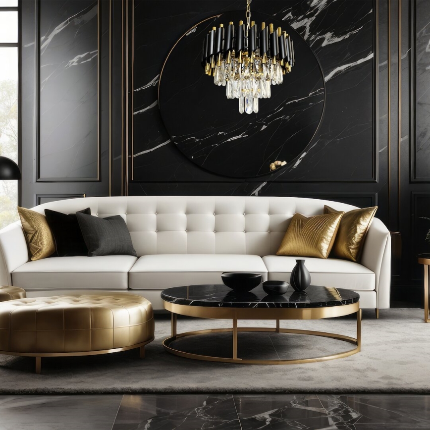 Пендел CRISTAL 5xE14/40W/230V златист/черен