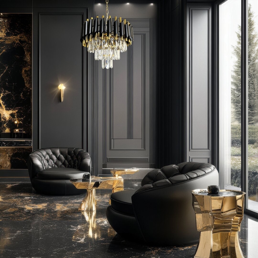 Пендел CRISTAL 5xE14/40W/230V златист/черен