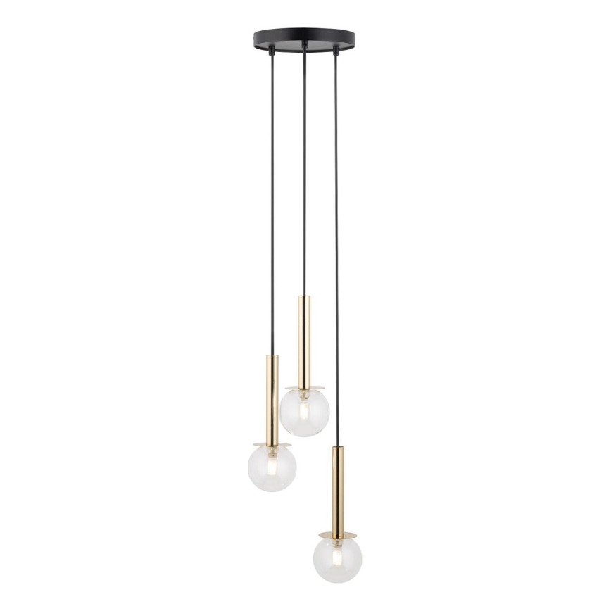 Пендел DAISY 3xG9/12W/230V Ø 27 см златист/черен/прозрачен