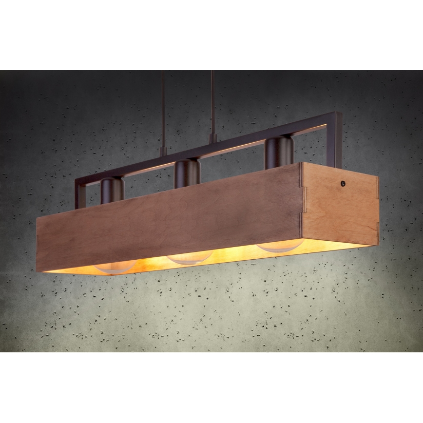 Пендел DAKOTA 3xE27/60W/230V дърво/черен