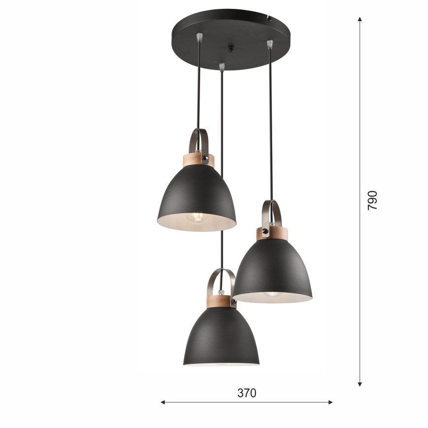 Пендел DANIELLE 3xE27/60W/230V бук - FSC сертифицирано