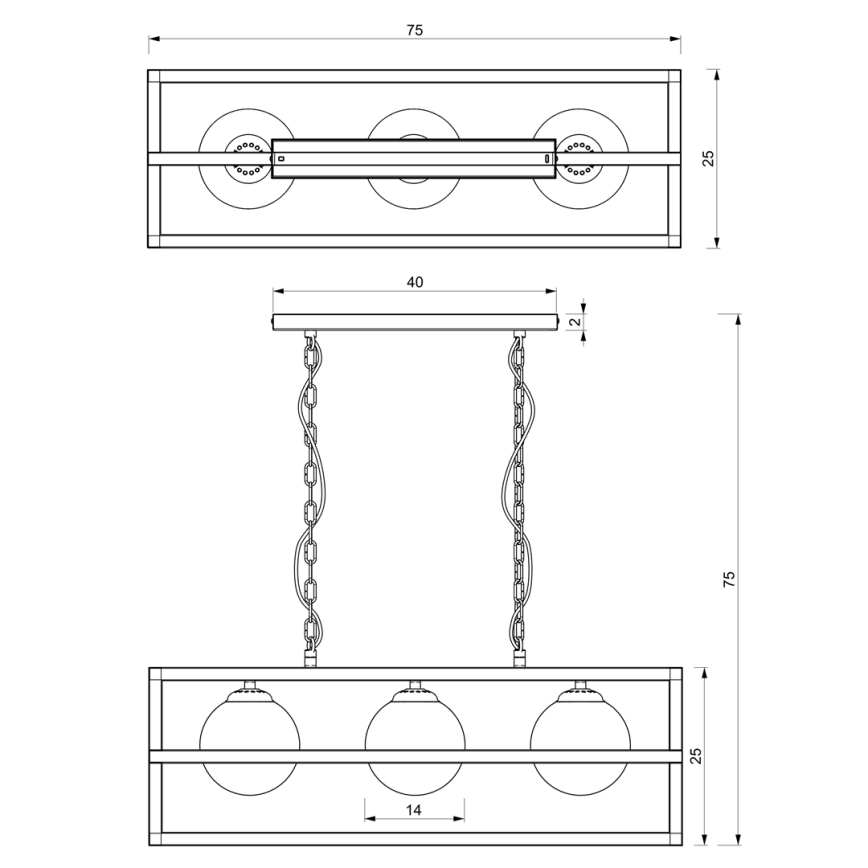 Пендел DIEGO 3xE14/40W/230V черен