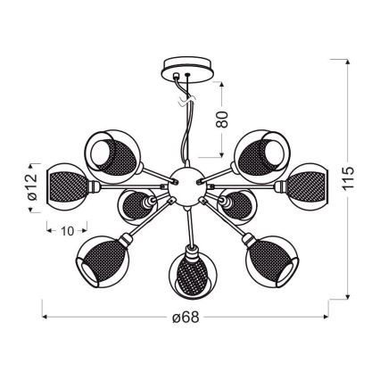 Пендел DIXI 9xE14/40W/230V