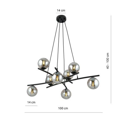 Пендел ESSA 8xE14/10W/230V черен/опушен