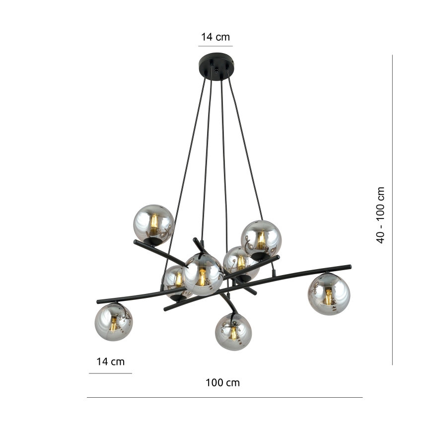 Пендел ESSA 8xE14/10W/230V черен/опушен