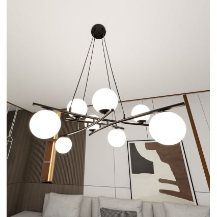 Пендел ESSA 8xE14/10W/230V черен/бял