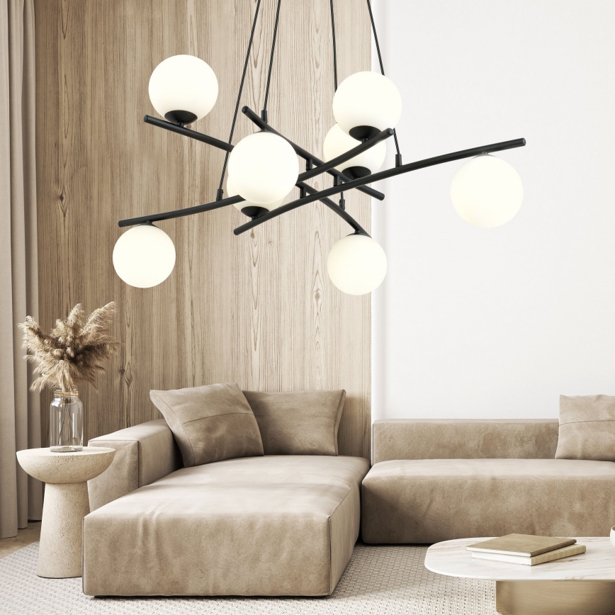 Пендел ESSA 8xE14/10W/230V черен/бял