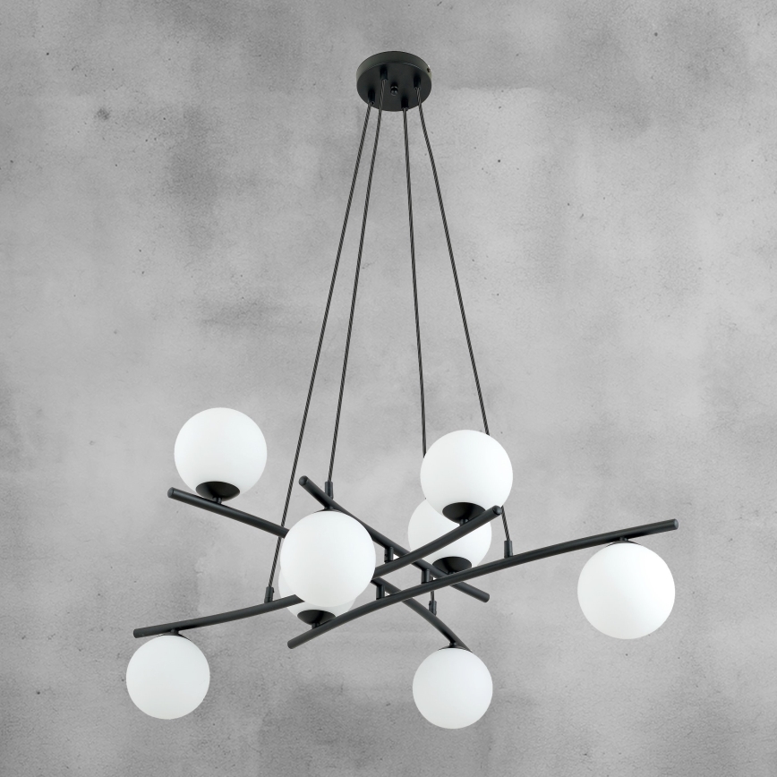 Пендел ESSA 8xE14/10W/230V черен/бял