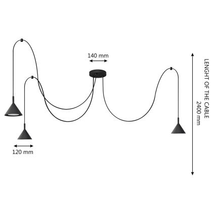 Пендел ETNA LONG 3xGX53/10W/230V паяк черен