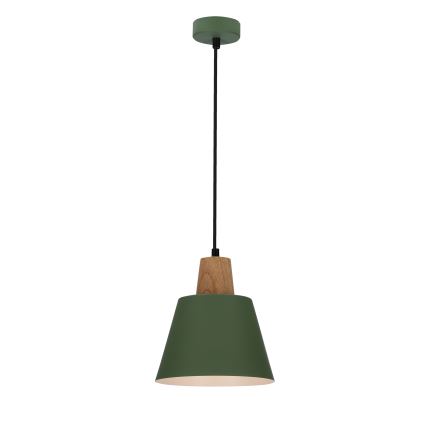 Пендел FARO 1xE27/40W/230V зелен/бук