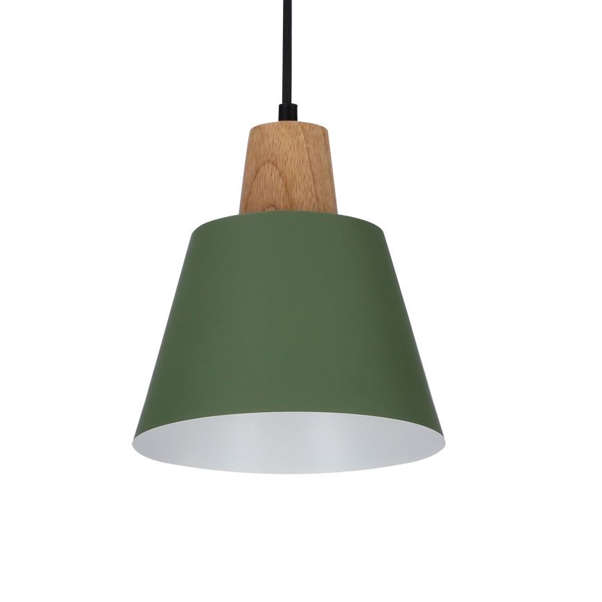 Пендел FARO 1xE27/40W/230V зелен/бук