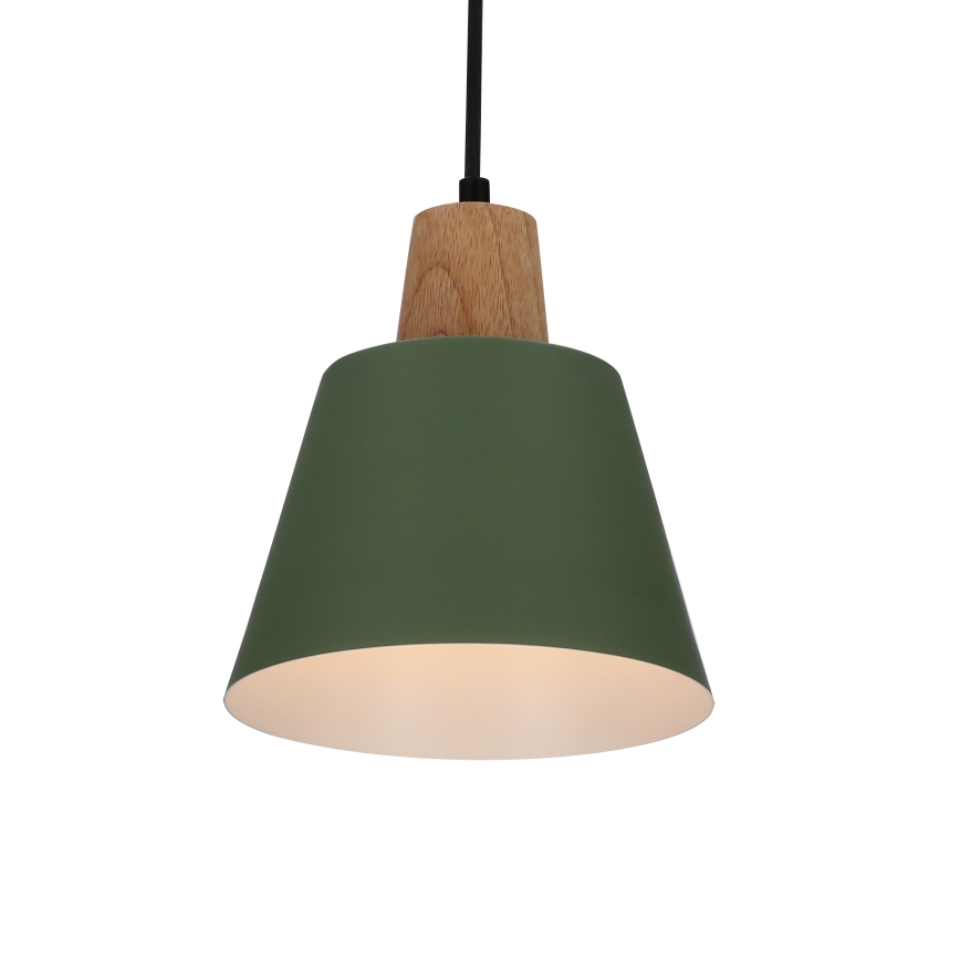 Пендел FARO 1xE27/40W/230V зелен/бук