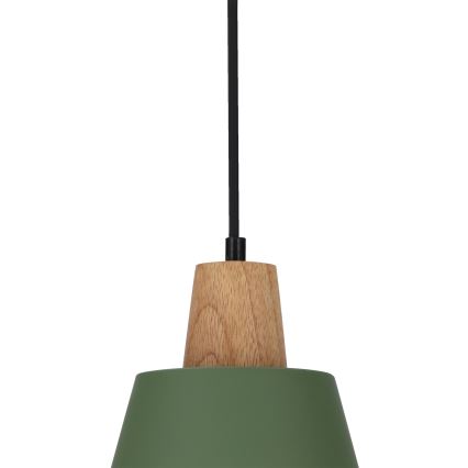 Пендел FARO 1xE27/40W/230V зелен/бук