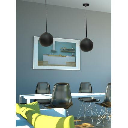 Пендел FLEN 1xE27/40W/230V Ø 20 см черен