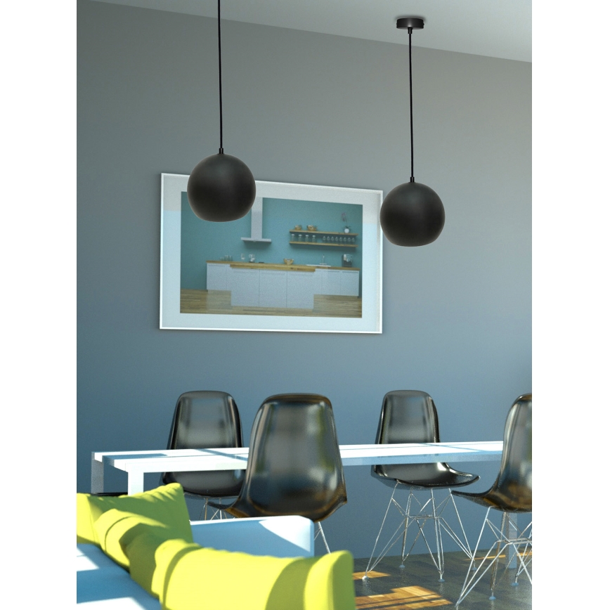 Пендел FLEN 1xE27/40W/230V Ø 20 см черен