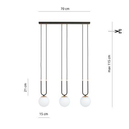 Пендел GLAM 3xE14/10W/230V черен