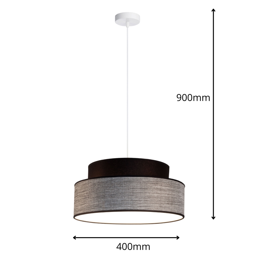 Пендел GRACE 1xE27/60W/230V черен/сив