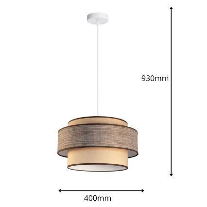 Пендел GRACE 1xE27/60W/230V Ø 40 см бежов/кафяв