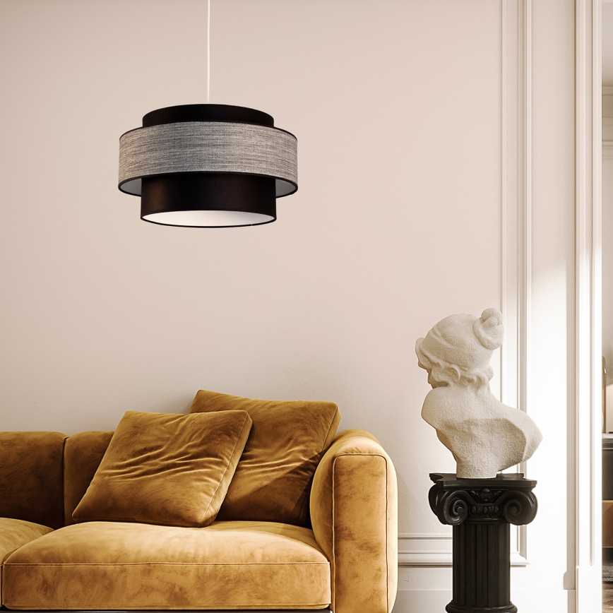 Пендел GRACE 1xE27/60W/230V Ø 40 см черен/сив