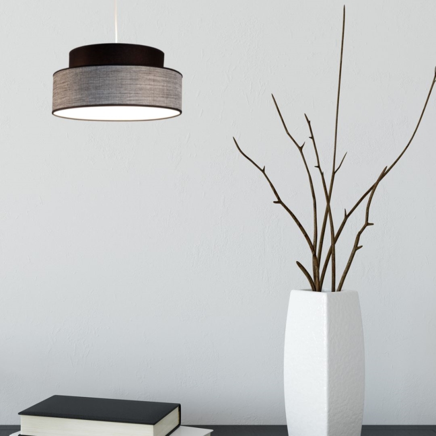 Пендел GRACE 1xE27/60W/230V Ø 40 см черен/сив