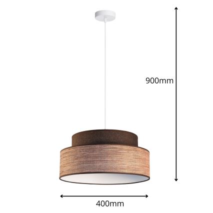 Пендел GRACE 1xE27/60W/230V Ø 40 см кафяв/бежов