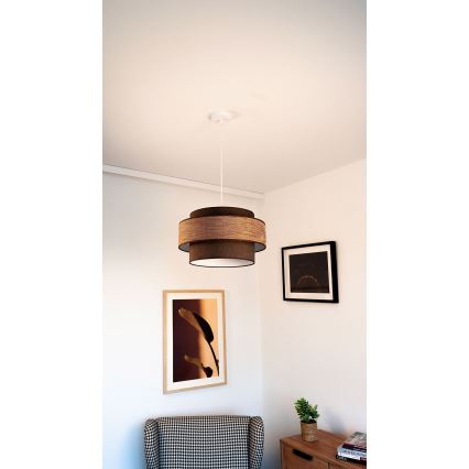 Пендел GRACE 1xE27/60W/230V Ø 40 см кафяв/бежов