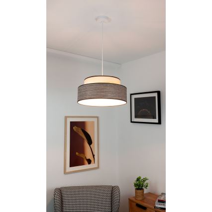 Пендел GRACE 1xE27/60W/230V Ø 40 см кремав/кафяв