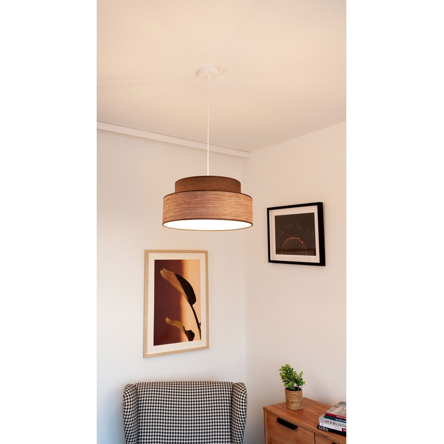 Пендел GRACE 1xE27/60W/230V кафяв/бежов