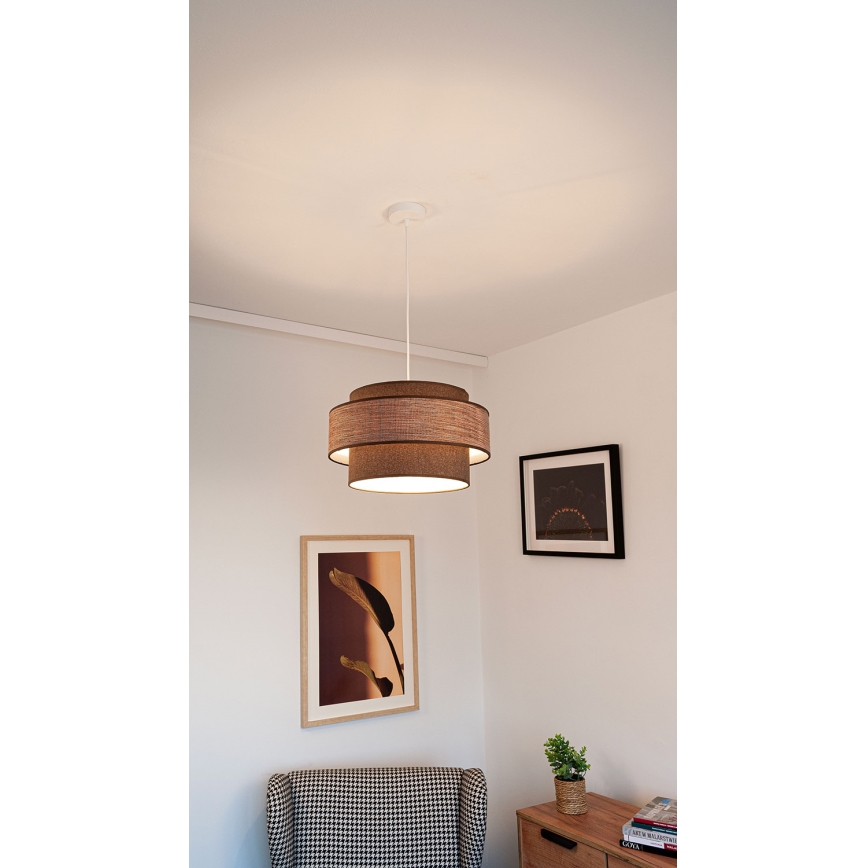 Пендел GRACE 1xE27/60W/230V кафяв/бежов